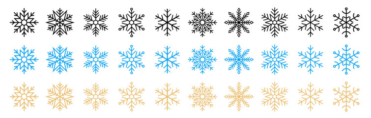  Snowflake icons collection. Happy new year, xmas, christmas. Snowflakes icons. Snowflake vector . New year ornament