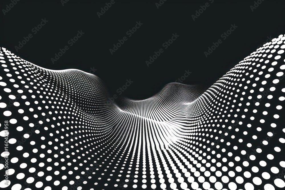 Wall mural abstract dots create wave illusion.