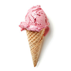 Pink ice cream cone with melted drips