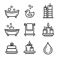 Bath and relaxation icon set