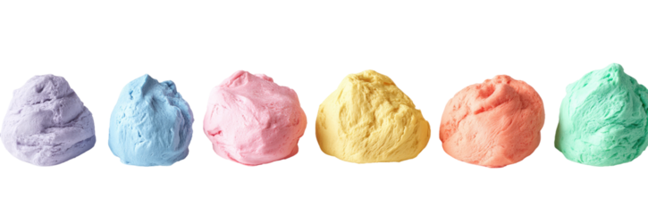 Row of colorful, textured mounds