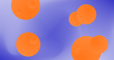 orange circles on a blue Gradient background Vector illustration