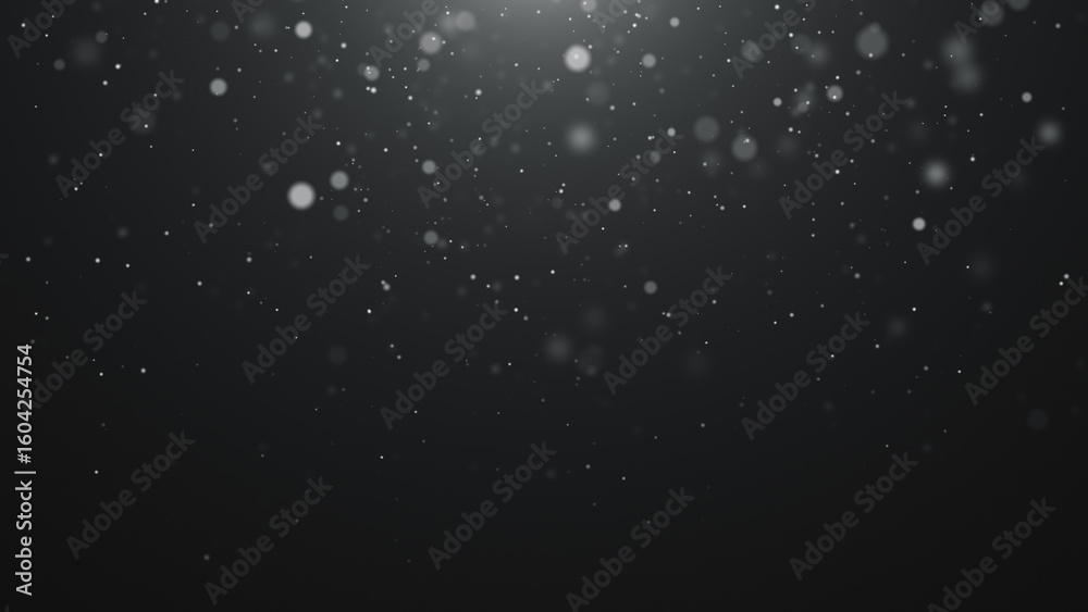 Sticker abstract black and white background with bokeh lights and dust falling animation,science and space s