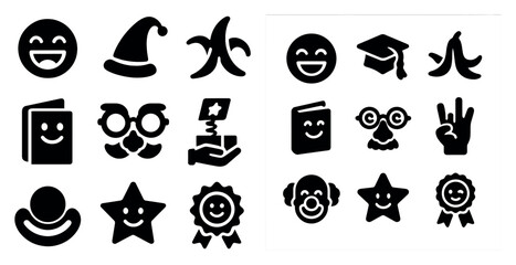 Fototapeta premium Celebration and party solid icons set – filled, festive, event symbols