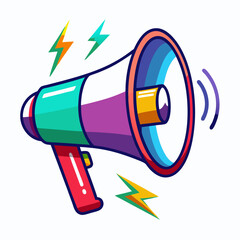 Electric megaphone icon with sound wave on a white background 