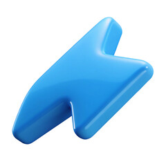 Shiny blue lightning bolt symbol 3D render isolated on a transparent background icon electricity