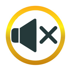 Obraz premium Audio muted icon volume off speaker silence golden round ui button graphic design symbol for user interface and web applications