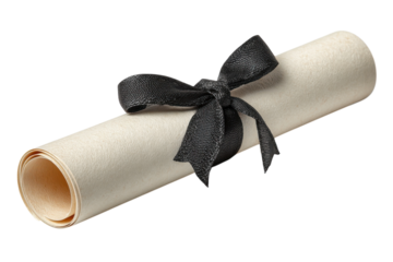Elegant Achievement Scroll with Black Ribbon Tie Honor Graduation Concept Award Certificate