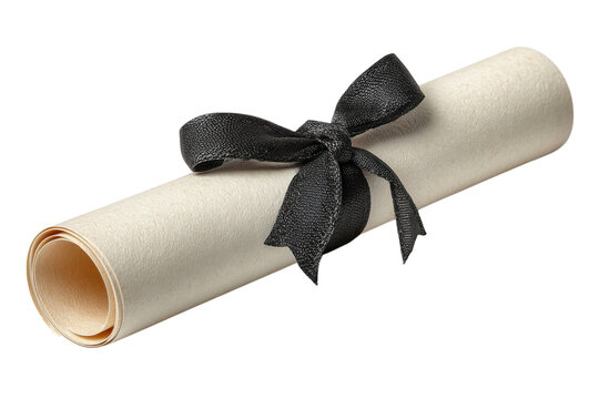 Elegant Achievement Scroll with Black Ribbon Tie Honor Graduation Concept Award Certificate