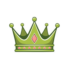 Green crown illustration with gems on black background, depicting royalty, luxury, and power for designs.