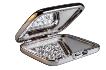 Antique silver makeup compact mirror elegant luxury vintage accessories polished reflection vanity