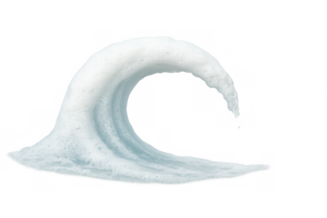 Crashing ocean wave creating white foamy texture, transparent backdrop highlighting dynamic marine surface pattern