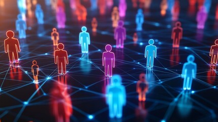 Colorful Figures Representing Social Media Connectivity and Digital Networking in Modern Technology
