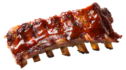 spareribs with bbq sauce on transparent background