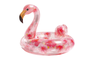 Inflatable Flamingo pool toy summer fun for kids adults pink flowers clear design unique beach