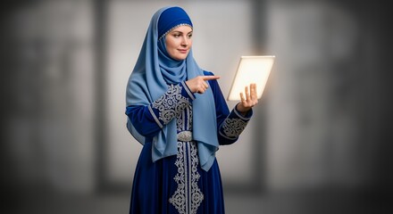 Modern Muslim Woman using Tablet