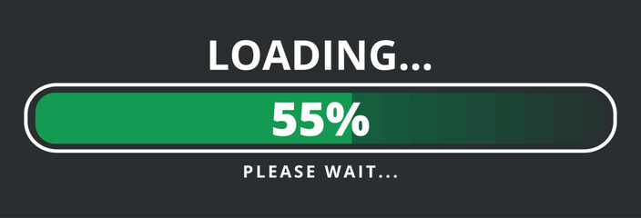 55% loaded loading bar vector illustration, design for websites and graphic resources.
