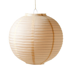 Beige paper lantern hung on transparent Background