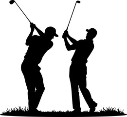 Golf Swing Silhouette Group" vector bundle