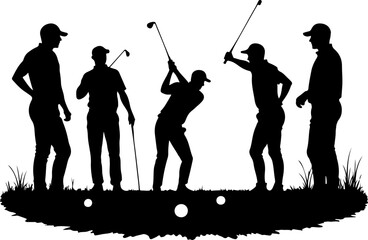 Golf Swing Silhouette Group" vector bundle