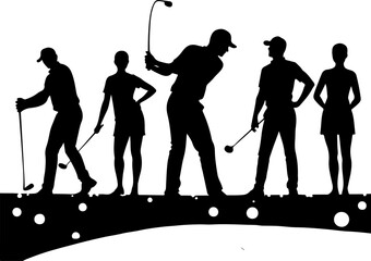 Golf Swing Silhouette Group" vector bundle