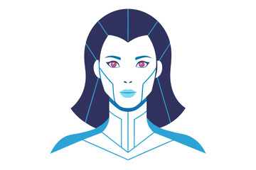 Futuristic Artificial Intelligence Concept with Abstract Digital Human Head and Glowing Network Lines