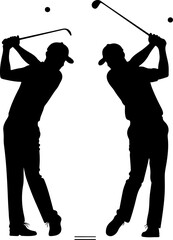 Golf Swing Silhouette Group" vector bundle