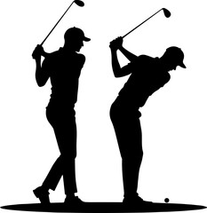 Golf Swing Silhouette Group" vector bundle