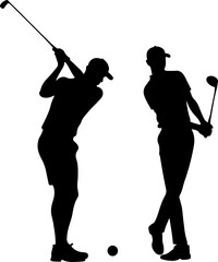 Golf Swing Silhouette Group" vector bundle