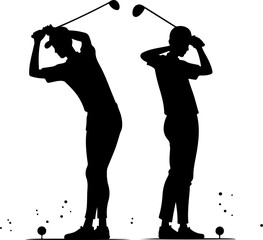 Golf Swing Silhouette Group" vector bundle