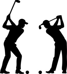 Golf Swing Silhouette Group" vector bundle