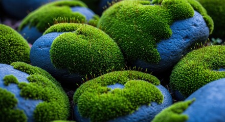 Green moss on stones