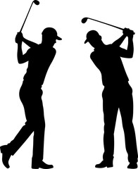 Golf Swing Silhouette Group" vector bundle