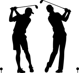 Golf Swing Silhouette Group" vector bundle