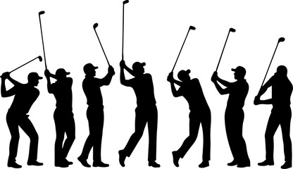 Golf Swing Silhouette Group" vector bundle
