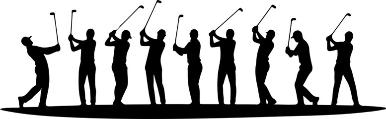 Golf Swing Silhouette Group" vector bundle