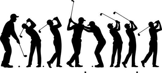 Golf Swing Silhouette Group" vector bundle