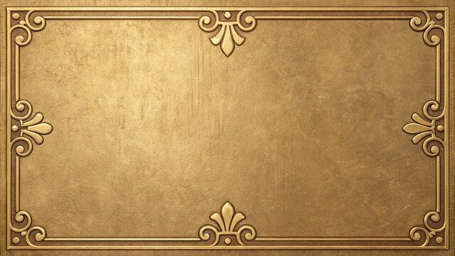 Naklejki An elegant gold frame with ornate floral corners provides a luxurious border for a vintagestyle background