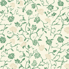 Fototapeta premium Oriental Rabbit and Vine Pattern – Traditional Korean Folklore Motif