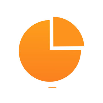 Orange pie chart icon for data analysis representation shows three quarters complete on black background for dashboard infographic design