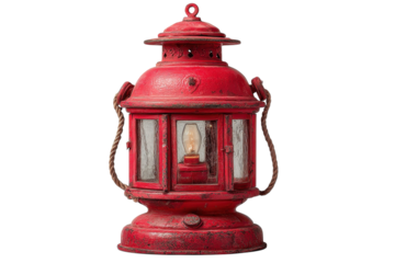 Vintage Nautical Charm Antique Red Lantern with Edison Bulb Marine Lighting Maritime Decor History