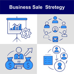 Sales Strategy Outline Vector Icon Set