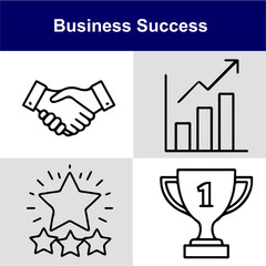 Business Success Outline Vector Icon Set
