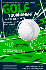 Golf tournament dynamic poster template with ball