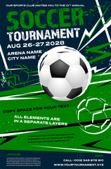 Soccer or football tournament dynamic poster template with ball