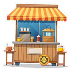 Obraz premium flat vector chai stall with digital payment sign
