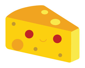 A cute piece of cheese is isolated on white background Ai Generated
