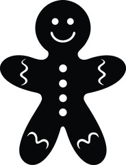 Happy christmas gingerbread man cookie silhouette vector