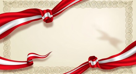 Elegant Certificate Template with Red and White Ribbon Border Design