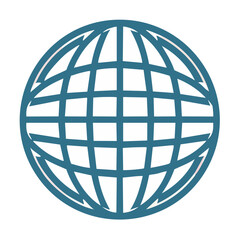 Teal Globe Icon Simple World Symbol Global Network Earth Grid Planet Map Outline Web Design Element Isolated on Black